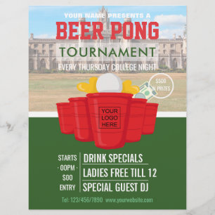 Prospectus 21,6 Cm X 24,94 Cm Tournoi de Beer Pong universitaire ajoutez un logo