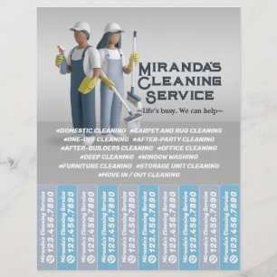 Prospectus 21,6 Cm X 24,94 Cm Tracts à détacher pour le service de nettoyage de 