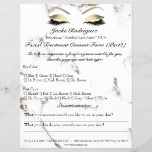 Prospectus 21,6 Cm X 24,94 Cm Traitement facial Formulaire de consentement Marbr