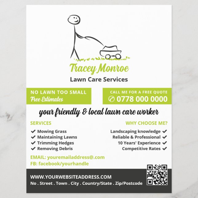 Prospectus 21,6 Cm X 24,94 Cm Travailleur de soins de pelouse, Services de soins (Devant)