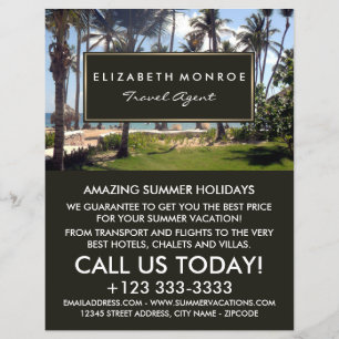 Prospectus 21,6 Cm X 24,94 Cm Tropical Beach, agent de voyage Circulaire publici