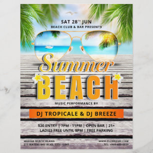 Prospectus 21,6 Cm X 24,94 Cm Tropical Summer Beach Party Club Marketing Event