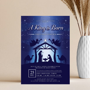 Prospectus 21,6 Cm X 24,94 Cm Une crèche d'église Un Roi est Né Bleu