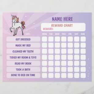 Prospectus 21,6 Cm X 24,94 Cm Unicorn Girl Reward Chart Planificateur personnali