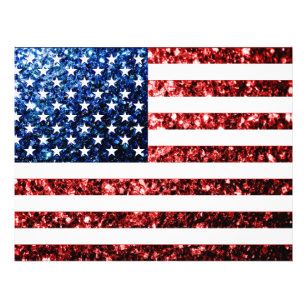 Prospectus 21,6 Cm X 24,94 Cm USA flag red & blue sparkles glitters