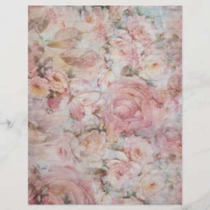 Prospectus 21,6 Cm X 24,94 Cm Vintage élégant collage rose typographie florale