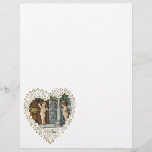 Prospectus 21,6 Cm X 24,94 Cm Vintage Saint Valentin Victorienne, Ange avec lett