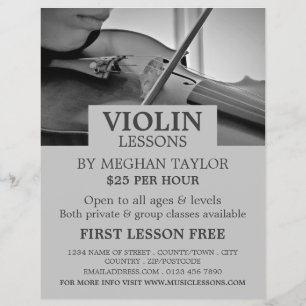 Prospectus 21,6 Cm X 24,94 Cm Violinist, Violin Lessons Advertising
