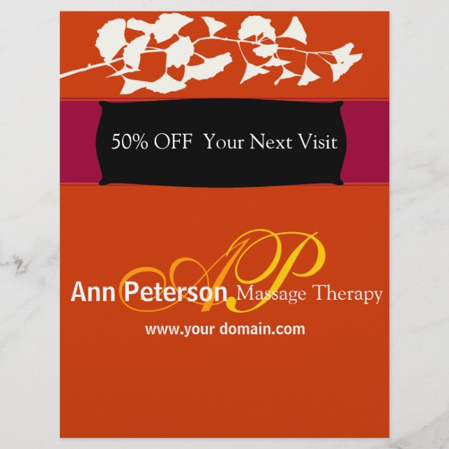 Prospectus 21,6 Cm X 24,94 Cm Vivid Rouge Joli Gingko Bold Monogramme (Devant)