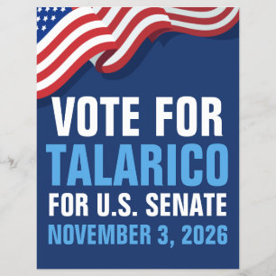 Prospectus 21,6 Cm X 24,94 Cm Votez Talarico pour le Sénat 2026 Américain