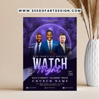 Prospectus 21,6 Cm X 24,94 Cm Watch Night New Year's Eve Church Service Flyer