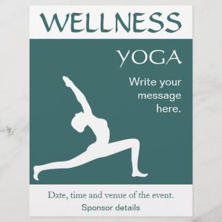Prospectus 21,6 Cm X 24,94 Cm Yoga Pot Blanc Silhouette Aqua Blue Turquoise Flye