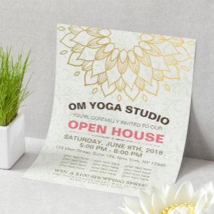 Prospectus 21,6 Cm X 24,94 Cm YOGA Studio Open House Gold Foil Mandala Flowers