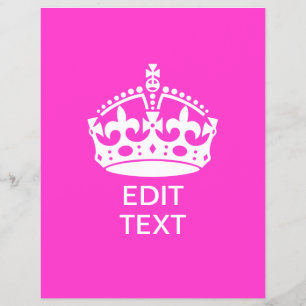 Prospectus 21,6 Cm X 24,94 Cm Your Text on Keep Calm Crown Hot Pink
