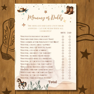 Prospectus Carte de jeu de devinette pour Baby Shower Western