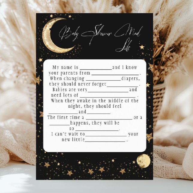 Prospectus Celestial Gold Black Baby Shower Mad Libs (Créateur téléchargé)