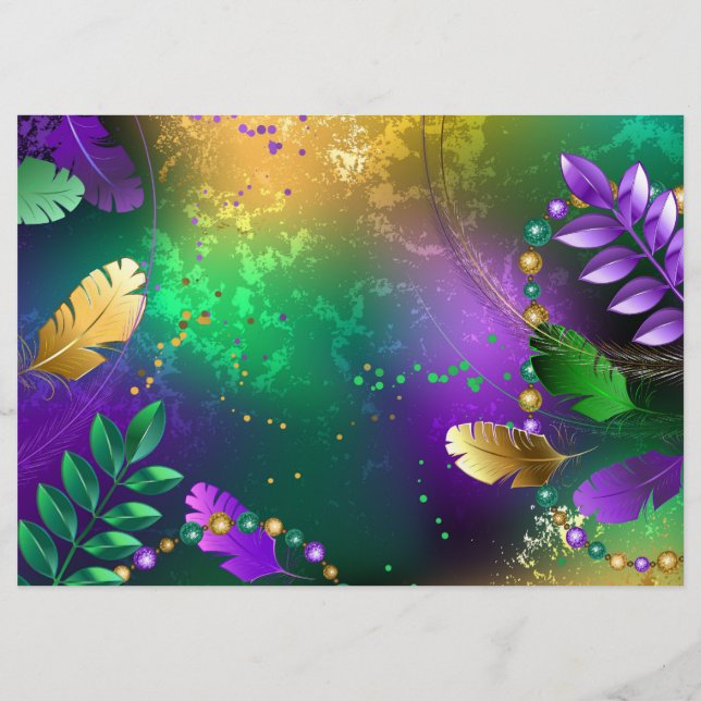 Prospectus Iridescente mardi gras arrière - plan avec perles (Devant)
