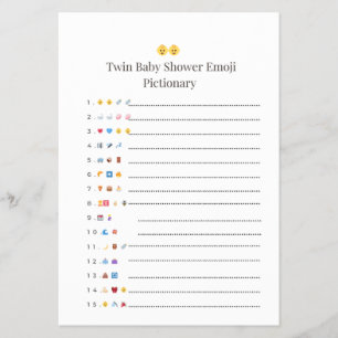 Prospectus Jeu Pictionary Baby shower Twin - Avec Réponse Ell