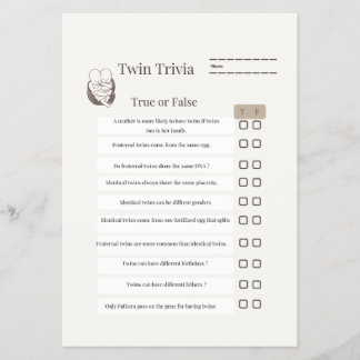 Prospectus : Jeu Trivia Baby shower Twin - Avec feuille de ré