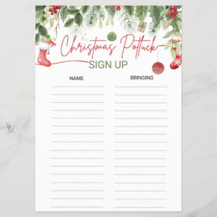Prospectus Noël Potluck Inscrivez-vous Liste des dîners de No