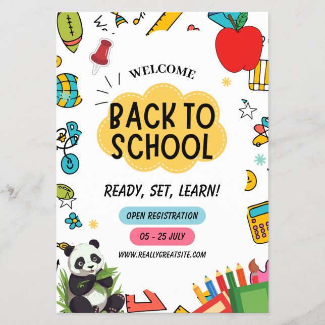 Prospectus Panda Retour à l'école Enseignant affiches du prem (Devant)