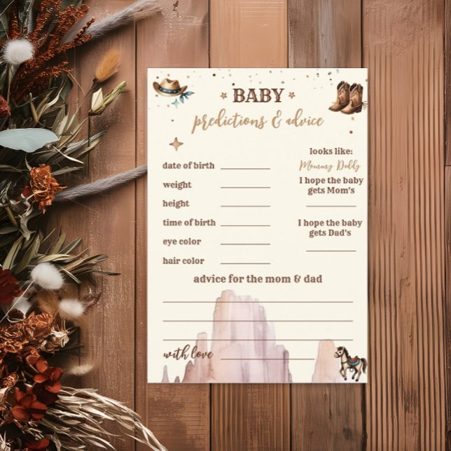 Prospectus Un petit cow-boy Prédictions pour bébé garçon Far  (Créateur téléchargé)