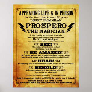 Prospero ! Affiche 16" de magicien x 20"