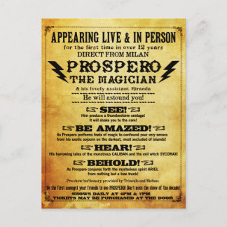 PROSPERO ! Carte postale Shakespearean Magicien