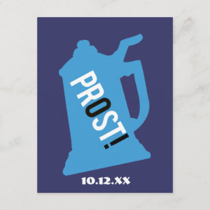 Prost 80e anniversaire Invitation fête Bleu et Noi