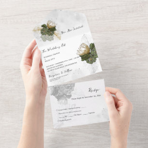 Protea Flower tout en un mariage Invitation