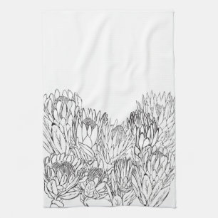 Protea noir & blanc Croquis Bouquet Serviette de c