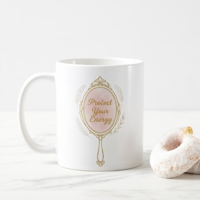 Protect Your Energy - Gold Vintage Mirror Mug (Avec donut)