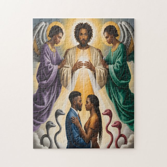 Protection Divine Black Couple Puzzle (Vertical)