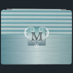 Protection iPad Acier élégant de brosse de turquoise de monogramme<br><div class="desc">Cas électroniques. 100% personnalisable. Préparez pour compléter les boîtes ou pour cliquer sur dessus le bouton de PERSONNALISER pour ajouter, déplacer, supprimer ou changer le texte ou les graphiques l'uns des. Fait avec le vecteur de haute résolution et/ou les graphiques numériques pour une copie professionnelle. NOTE : (C'EST UNE COPIE....</div>