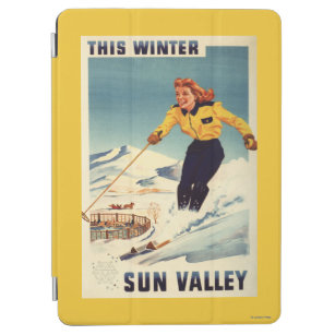 Protection iPad Air affiche de sourire et de ski de femme