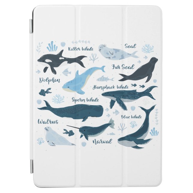 Protection iPad Air Baleines et vie marine Design graphique océanique (Devant)