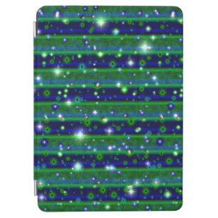 Protection iPad Air Bleu vert rayures avec étoiles et Raindrops