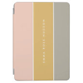 Protection iPad Air Blocage de couleur rose or gris rayure Monogramme (Devant)