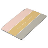 Protection iPad Air Blocage de couleur rose or gris rayure Monogramme (Côté)