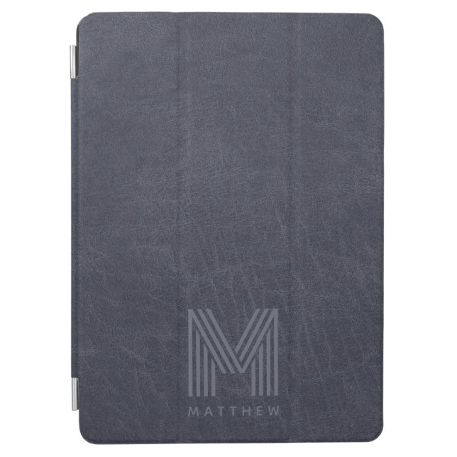 Protection iPad Air Blue Leather Bold Monogramme Masculine Coque-Mate  (Devant)
