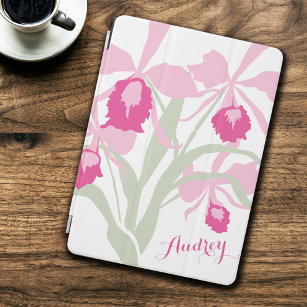 Protection iPad Air Couvercle stylisée cattleya d'orchidée rose nom 