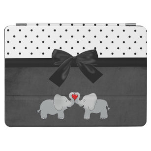 Protection iPad Air Eléphants adorables mignons, Pois, Bow noir