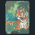 Protection iPad Air Illustration du tigre de jungle avec nom<br><div class="desc">numériquement dessin illustré d'un tigre orange vif dans un écrin de jungle verdoyante. Design par Shelby Allison.</div>