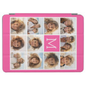 Protection iPad Air Instagram rose chaud Collage photo Monogramme pers (Horizontal)