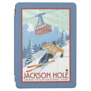 Protection iPad Air Jackson Hole, skieur du Wyoming et tram