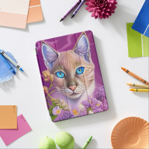 Protection iPad Air Lilac Lynx pointe Chat siamois dans le violet