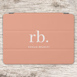 Protection iPad Air Monogram Coral Peach Elegant Feminine Minimalist<br><div class="desc">A minimalist monogram design with large typography initials in a classic font with your name below on a feminine coral peach background. The perfectly custom gift or accessory!</div>