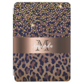 Protection iPad Air Monographie en bronze noir motif brun léopard (Devant)