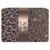 Protection iPad Air Monographie en bronze noir motif brun léopard (Horizontal)