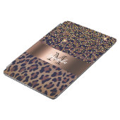 Protection iPad Air Monographie en bronze noir motif brun léopard (Côté)